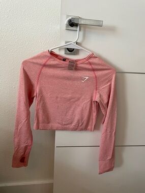 Gymshark Soft Pink Seamless Long Sleeve Crop Top